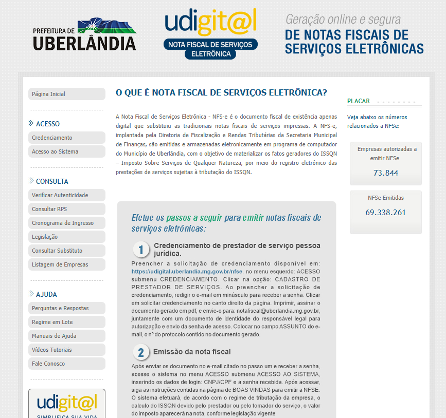 Nota Fiscal de Serviço Eletrônica - NFS-e - Nota Fiscal de Serviço  Eletrônica - NFS-e