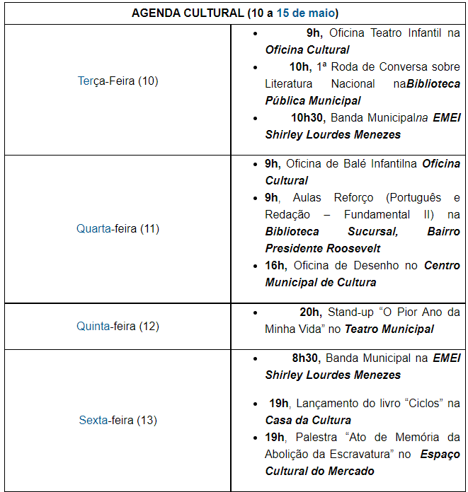 Agenda Cultural desta semana oferece programação variada 1