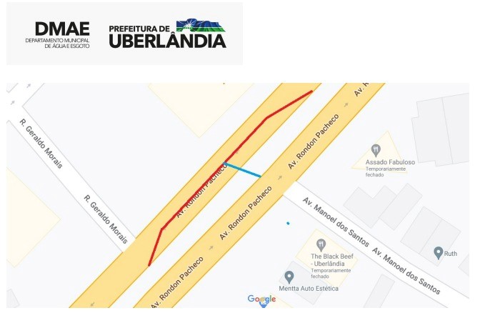 Dmae Interdita duas faixas da avenida Rondon Pacheco para intervenção na rede de drenagem pluvial 1