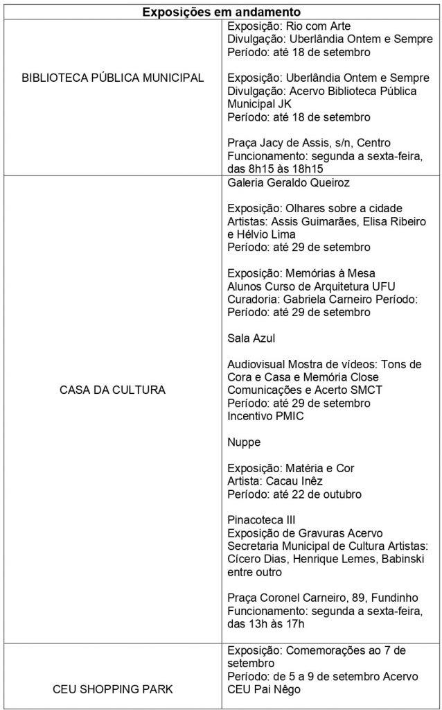 Prefeitura traz uma agenda cultural especial para a população 2