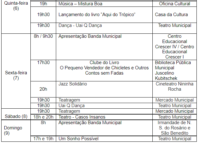 Outubro chega com diversas atividades culturais para a população 2