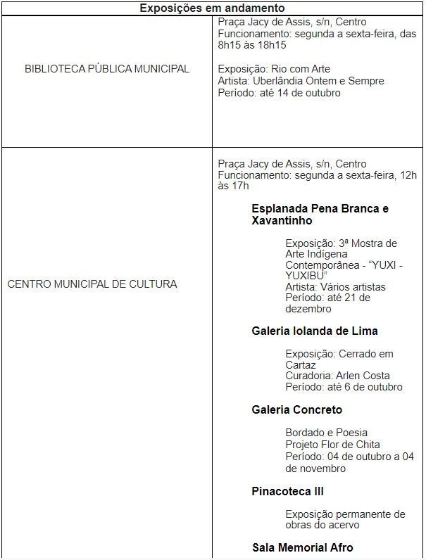 Outubro chega com diversas atividades culturais para a população 3