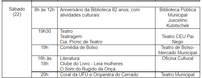 Confira a Agenda Cultural para esta semana 3