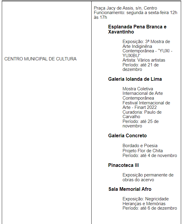 Confira a Agenda Cultural para esta semana 4