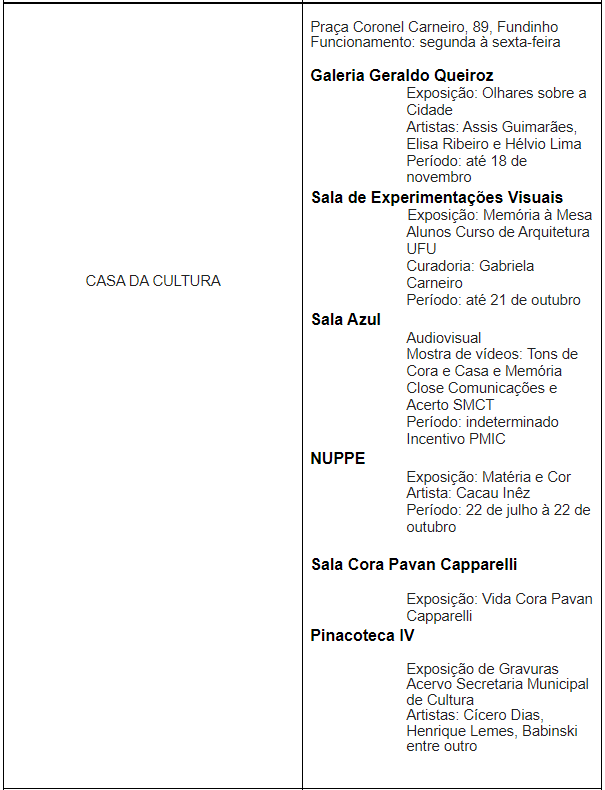 Confira a Agenda Cultural para esta semana 5