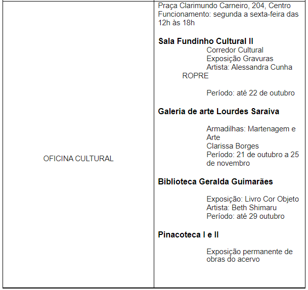 Confira a Agenda Cultural para esta semana 9