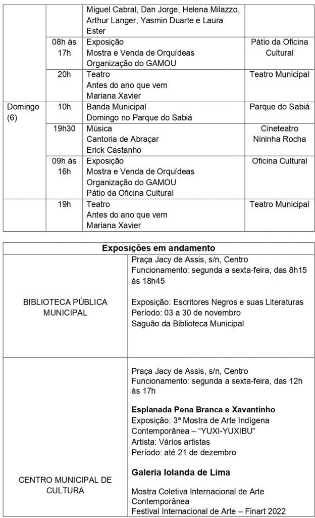<strong>Novembro chega com diversas atividades culturais para a população</strong> 2