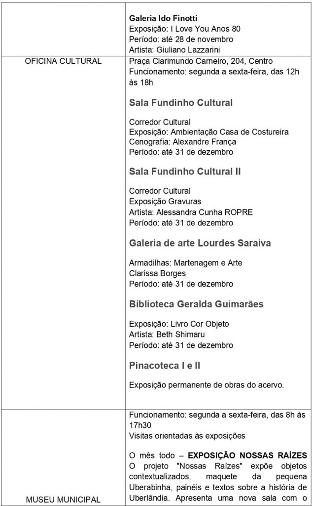 <strong>Novembro chega com diversas atividades culturais para a população</strong> 4