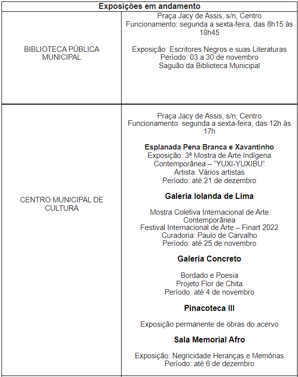 <strong>Novembro chega com diversas atividades culturais para a população</strong> 2
