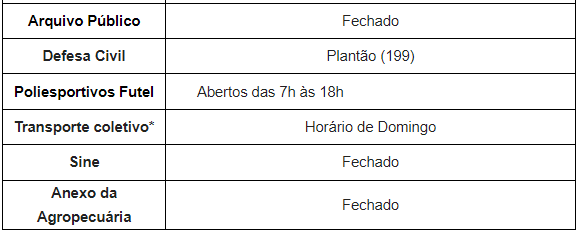 <strong>Confira como ficam os serviços municipais nesta sexta-feira (21)</strong> 2